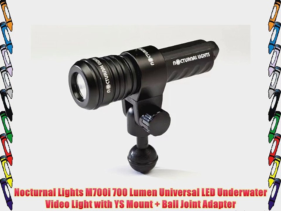 Nocturnal Lights M700i 700 Lumen Universal LED Underwater Video Light with YS Mount   Ball