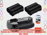 Battery Grip Kit for Nikon D7100 D7200 Digital SLR Camera Includes Qty 2 Replacement EN-EL15