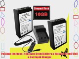 Two Halcyon 1800 mAH Lithium Ion Replacement Battery and Charger Kit   16GB Compact Flash Memory