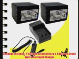 Two Halcyon 4200 mAH Lithium Ion Replacement Battery and Charger Kit for Panasonic VW-VBK360