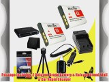 Two Halcyon 1400 mAH Lithium Ion Replacement NP-BG1 Battery and Charger Kit   Memory Card Wallet