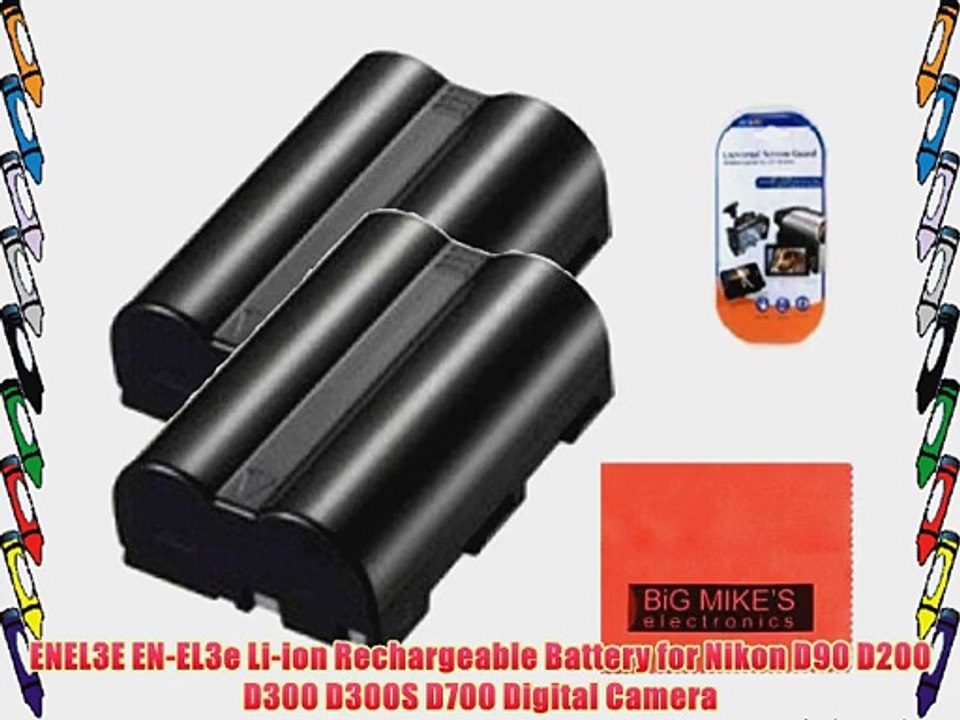 Pack of 2 EN-EL3e Batteries Replacement for Nikon D90 D200 D300 D300S D700 Digital SLR Camera