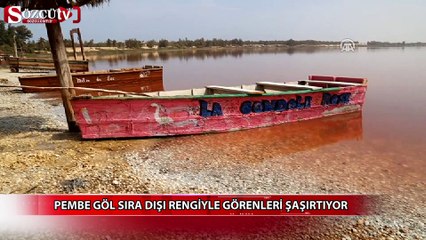 Pembe göl sıradışı rengiyle görenleri şaşırtıyor