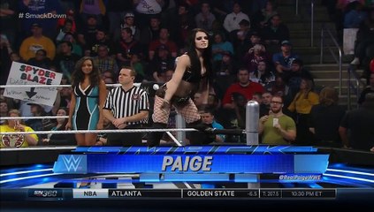 Paige vs Brie Bella ( with AJ Lee on commentary) - SmackDown 03/19/15