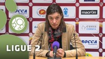 Conférence de presse AC Ajaccio - Clermont Foot (1-2) : Olivier PANTALONI (ACAJ) - Corinne DIACRE (CF63) - 2014/2015