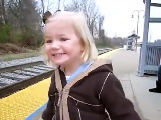 BABY amused to see the train coming toward her first time in 2015