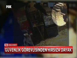 Market soymaya gelen hırsıza güvenlikçi sopayla öyle bir dayak çekti ki