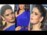 Sexy Zarine Khan Hot Ballons Jumping In Blue Gown