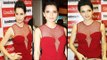 Sexy Kangana Ranaut In Red Netted Dress @ Cine Blitz October Cover Unveiling