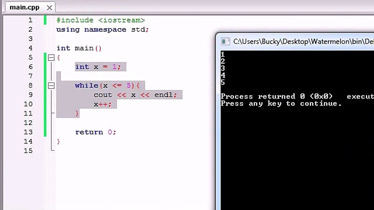 Buckys C++ Programming Tutorials - 19 - Simple Program Using a Loop