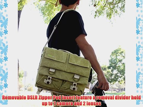 Evecase Large Canvas Outdoor Travel Camera Case/Bag w/Laptop Compartment