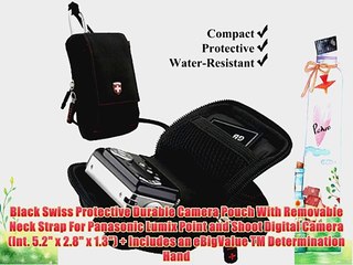 Black Swiss Protective Durable Camera Pouch With Removable Neck Strap For Panasonic Lumix Point