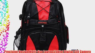 Precision Design Multi-Use Laptop/Tablet Digital SLR Camera Backpack Case (Black/Red) with