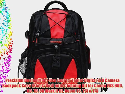 Precision Design Multi-Use Laptop/Tablet Digital SLR Camera Backpack Case (Black/Red) with