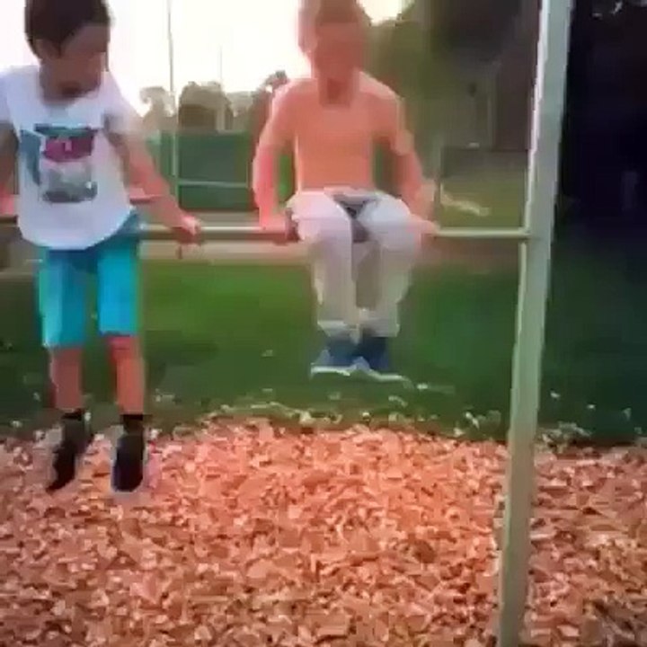 Funny kid playing circle cradle