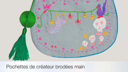 Pochettes brodées Coq&Poule