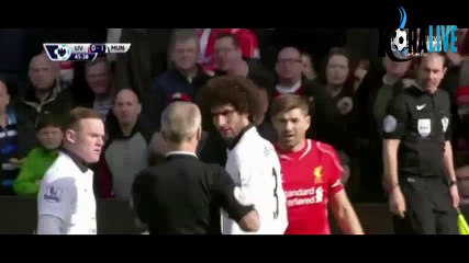 Gerard red card against Manchester united طرد ستيفن جيرارد بعد 45 ثانية من دخوله أرض الملعب