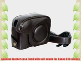 Genuine Leather Case for Canon PowerShot G11 G12 Camera Color Dark Brown