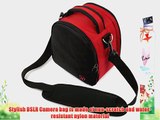 Protective Laurel Red Handbag Camera Bag with Padded Compartment and Adjustable Shoulder Strap