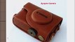 Leather Camera Case Bag With Strap for Canon Powershot S95-BROWN