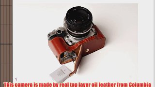 Handmade Genuine real Leather Half Camera Case bag cover for Nikon DF Brown Bottom opening