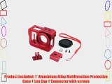 Red Aluminium Protective Housing Case Border Shell w/ Len Cap for Gopro Hero3 / 3  Camera