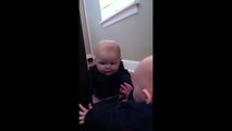 Funny Baby Cute Reaction to a Mirror
