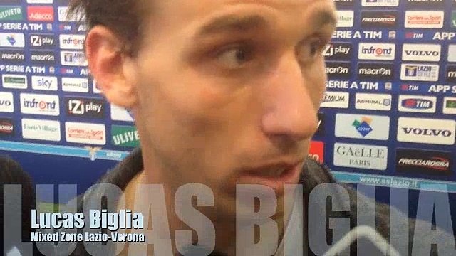 Biglia in zona mista dopo Lazio-Verona (22032015)