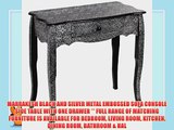 MARRAKESH BLACK AND SILVER METAL EMBOSSED SOFA CONSOLE SIDE TABLE WITH ONE DRAWER ** FULL RANGE