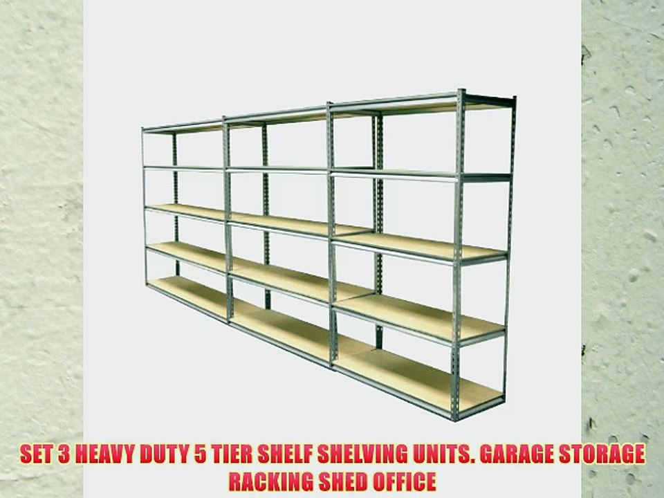 SET 3 HEAVY DUTY 5 TIER SHELF SHELVING UNITS. GARAGE STORAGE RACKING SHED OFFICE