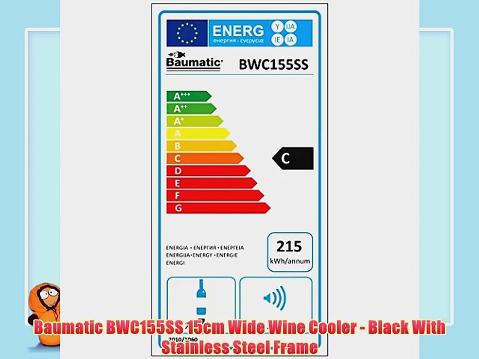 Baumatic BWC155SS 15cm Wide Wine Cooler - Black With Stainless Steel Frame
