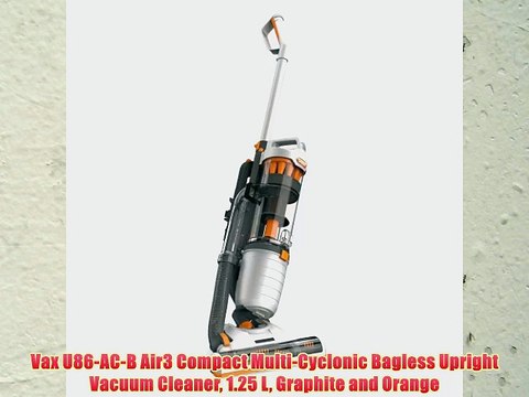 Vax U86-AC-B Air3 Compact Multi-Cyclonic Bagless Upright Vacuum Cleaner 1.25 L Graphite and