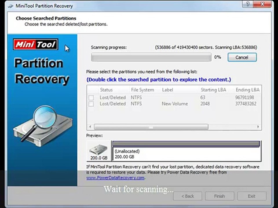 MiniTool Partition Recovery - Full Scan Mode Recovers Lost Partitions