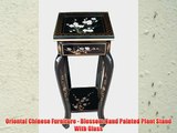 Oriental Chinese Furniture - Blossom Hand Painted Plant Stand With Glass