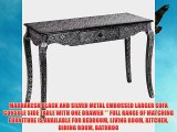 MARRAKESH BLACK AND SILVER METAL EMBOSSED LARGER SOFA CONSOLE SIDE TABLE WITH ONE DRAWER **