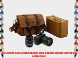 Kattee? Canvas Cow Leather DSLR SLR Vintage Camera Shoulder Bag Backpack