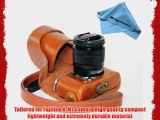 MegaGear Ever Ready Protective Light Brown Leather Camera Case  Bag for Fujifilm X-M1 (XM1