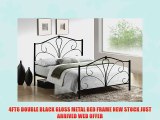 4FT6 DOUBLE BLACK GLOSS METAL BED FRAME NEW STOCK JUST ARRIVED WEB OFFER