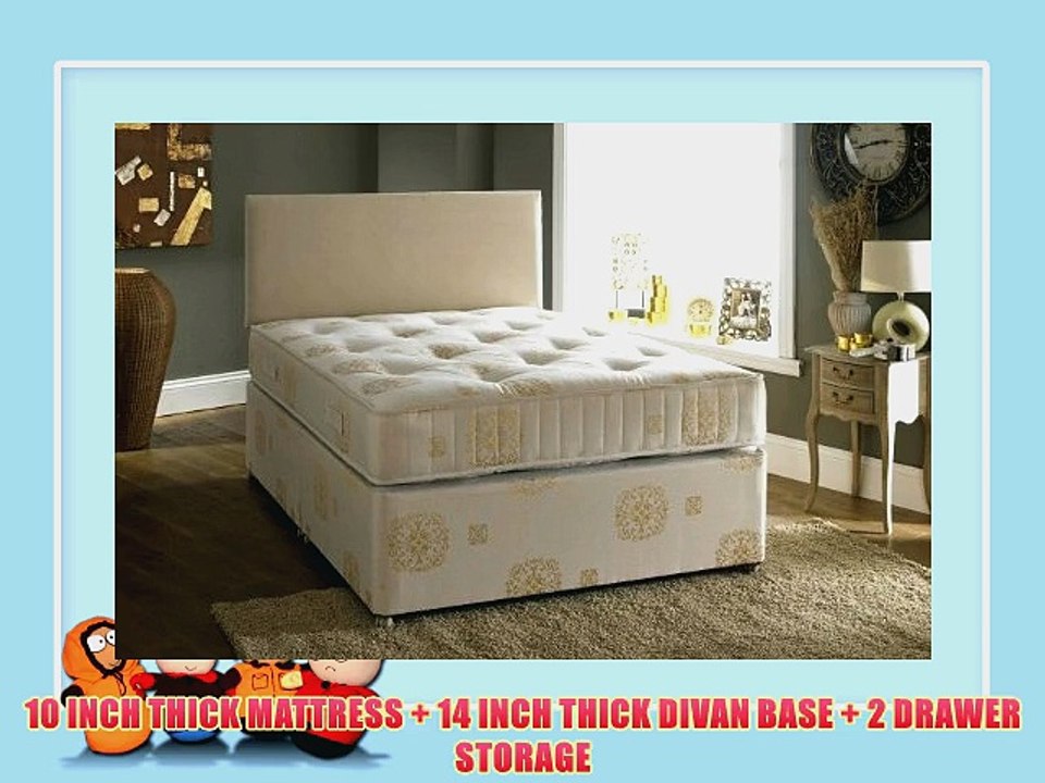 ORTHOPAEDIC DIVAN BED WITH 10 INCH TUFTED MATTRESS AND 2 DRAWER STORAGE - ALL SIZES AVAILABLE
