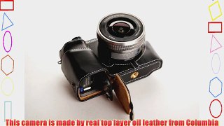 Handmade Genuine real Leather Half Camera Case bag cover for Sony A6000 Black Bottom opening
