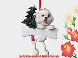 Bichon Frise Ornament with Unique Dangling Legs Hand Painted and Easily Personalized Christmas