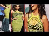 Hot Sonam Kapoor In Netted Yellow Dress Exposing Black Bra