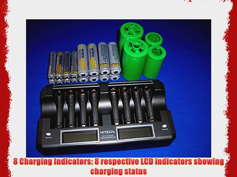 Hitech AA/AAA 8 Bank Smart Charger/ Discharger LCD Display with 20pcs(each 8 AA/AAA Rechargeable