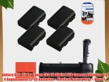 Battery Grip Kit for Canon EOS 6D Digital SLR Camera Includes Qty 4 Replacement LP-E6 Batteries