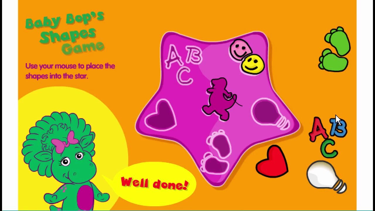 Barney & Friends Baby Bop's Shape Game Animation Sprout PBS Kids Game Play Walkthrough