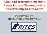 Rites Ltd Recruitment 2015 Apply Online Through Gate Advertisement rites.com