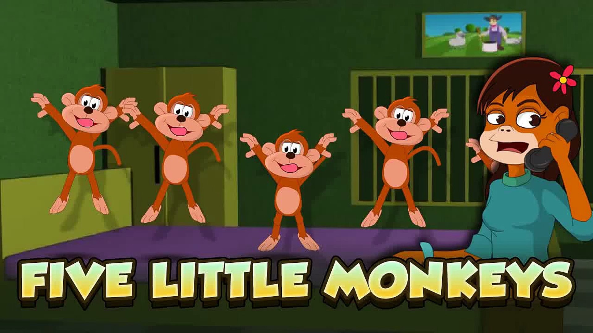 Five Little Monkeys Jumping on the bed- Kids nursery rhyme - video  Dailymotion