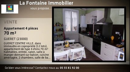 A vendre - Appartement - GUERET (23000) - 4 pièces - 70m²