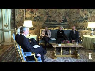 Roma - Mattarella con i Segretari Generali della CGIL, CISL e UILhigh (23.03.15)