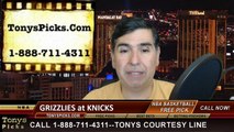 New York Knicks vs. Memphis Grizzlies Free Pick Prediction NBA Pro Basketball Odds Preview 3-23-2015